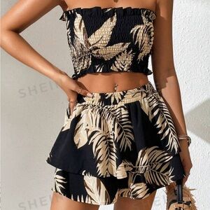 Tropical Print Tube Top & Shorts Set NWT